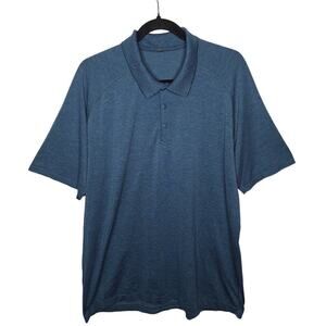 Lululemon Mens Metal Vent Tech Polo Shirt XXL Golf Short Sleeve Blue Performance